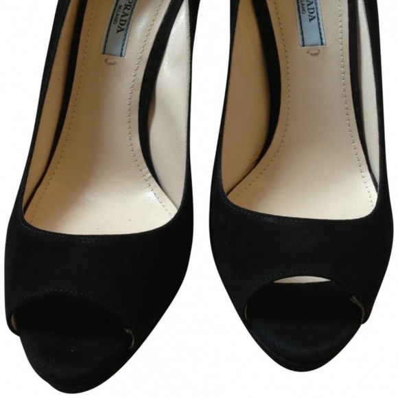 Prada Suede Open Toe Platform Pumps - Picture 2 of 4